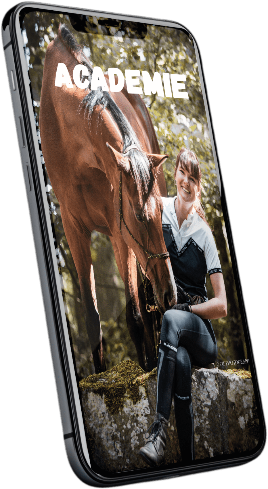 Mock'up téléphone avec un cheval et son propriétaire