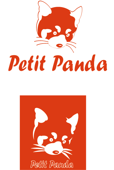 Logo fictif petit panda en orange 2 versions